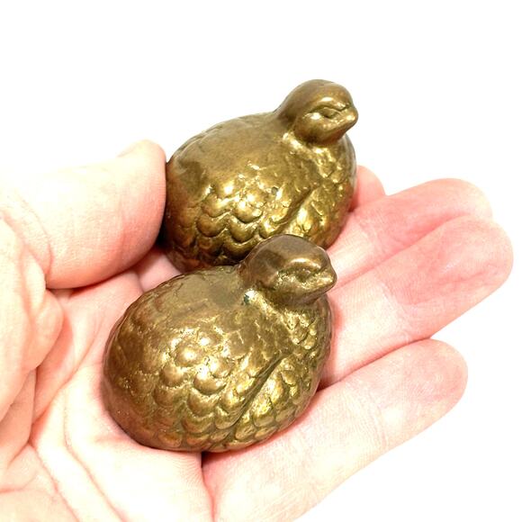 Vintage brass figures quail bird figurines paperweights miniature made in Taiwan - Picture 5 of 9